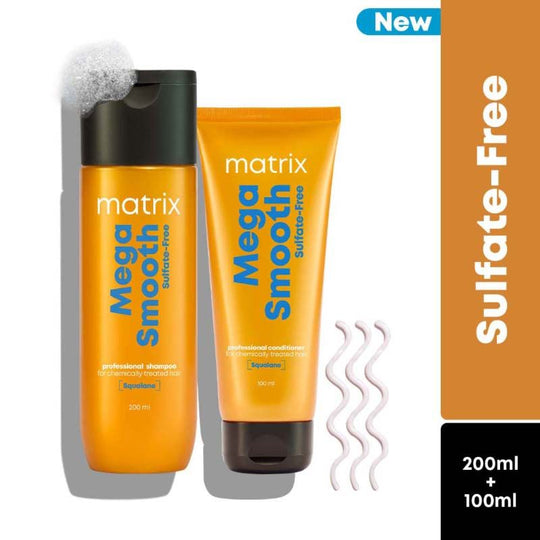 Matrix Mega Smooth Sulfate-free Shampoo, 200ml & Conditioner, 100ml Combo, Gentle Cleansing & Bond Repair, 2 pieces Buy at Indicrest
