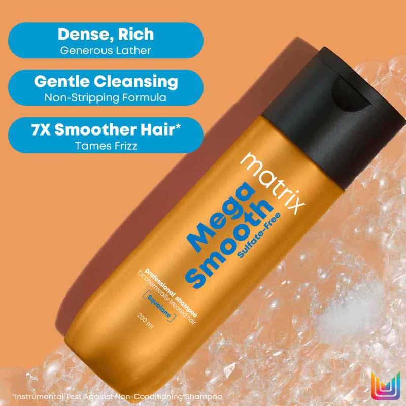 Matrix Mega Smooth Sulfate-free Shampoo, 200ml & Conditioner, 100ml Combo, Gentle Cleansing & Bond Repair, 2 pieces Buy at Indicrest Image 3