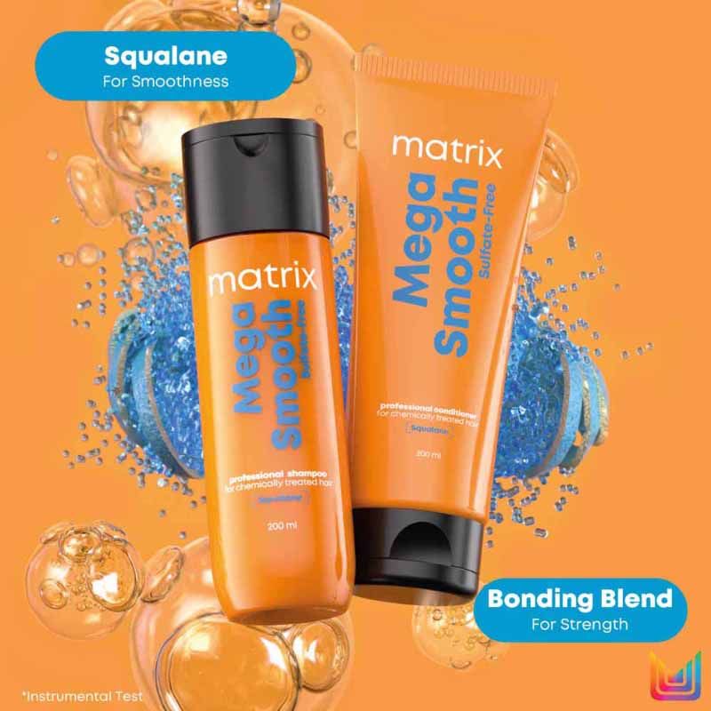 Matrix Mega Smooth Sulfate-free Shampoo, 200ml & Conditioner, 100ml Combo, Gentle Cleansing & Bond Repair, 2 pieces Buy at Indicrest Image 6