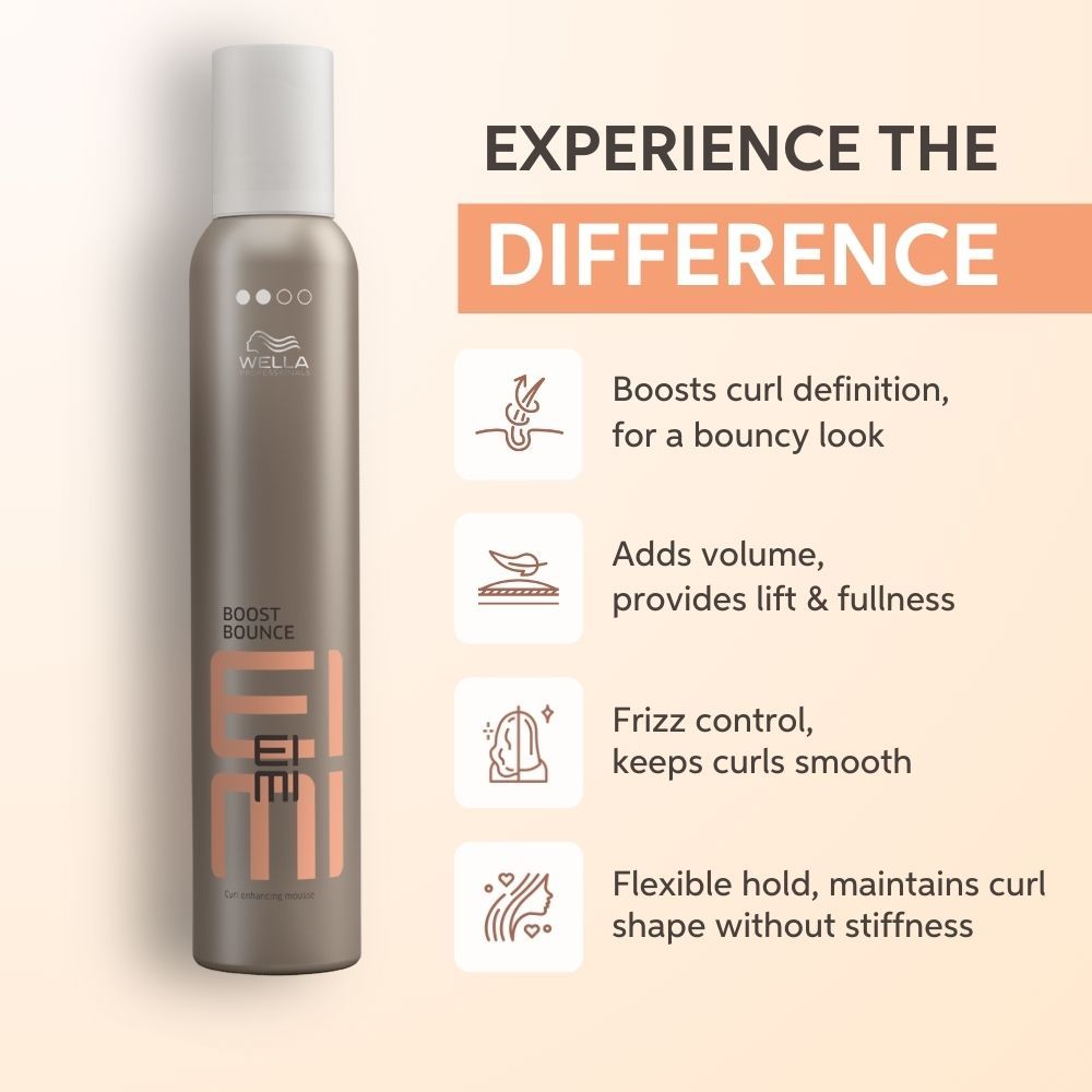 Wella Professionals EIMI Boost Bounce Curl Enhancing Mousse For Anti-Frizz, Defined Bouncy Curls, 300ml Buy at Indicrest Image 2