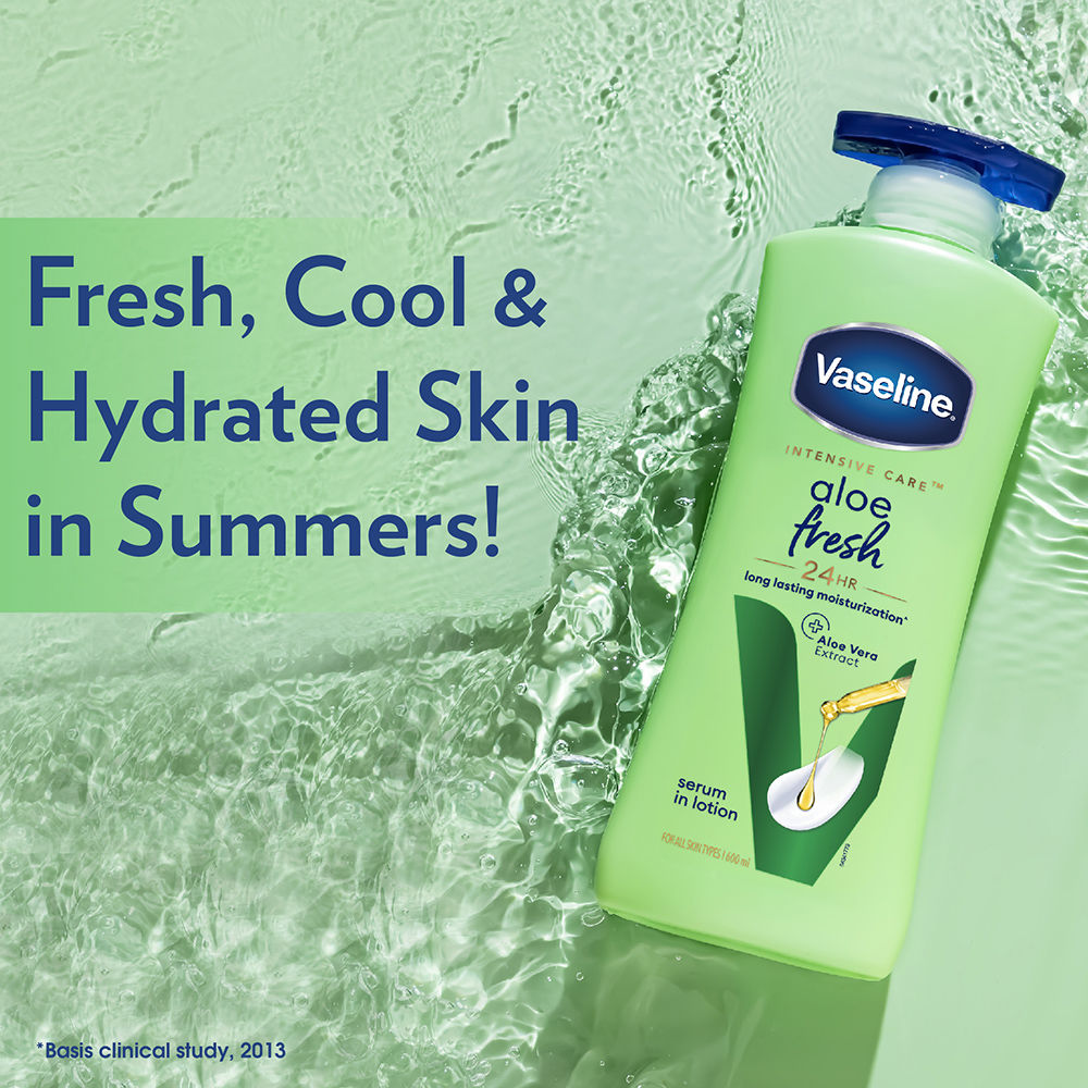Vaseline Aloe Fresh Body Serum Lotion With Aloe Vera Extract 24H Moisturization, 600ml Buy at Indicrest Image 3
