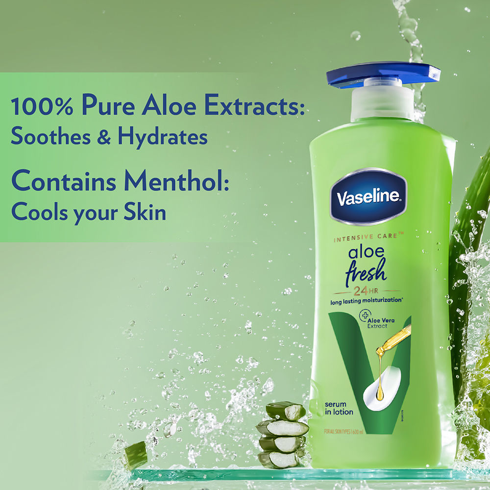 Vaseline Aloe Fresh Body Serum Lotion With Aloe Vera Extract 24H Moisturization, 600ml Buy at Indicrest Image 4