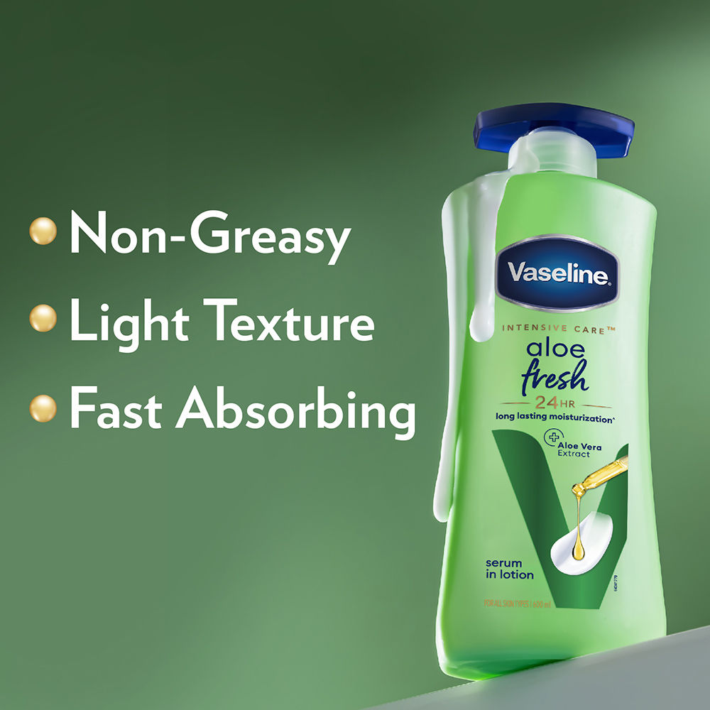 Vaseline Aloe Fresh Body Serum Lotion With Aloe Vera Extract 24H Moisturization, 600ml Buy at Indicrest Image 5
