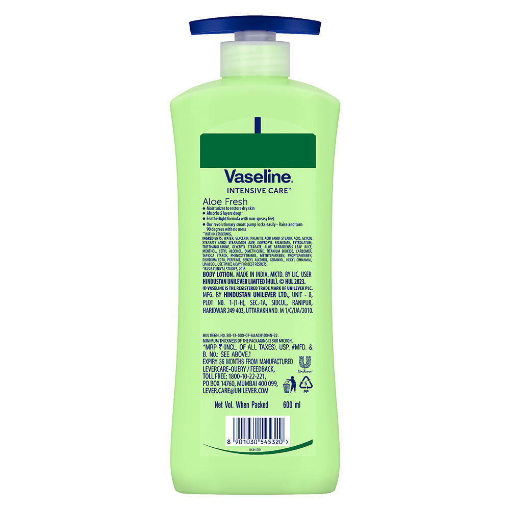 Vaseline Aloe Fresh Body Serum Lotion With Aloe Vera Extract 24H Moisturization, 600ml Buy at Indicrest Image 7