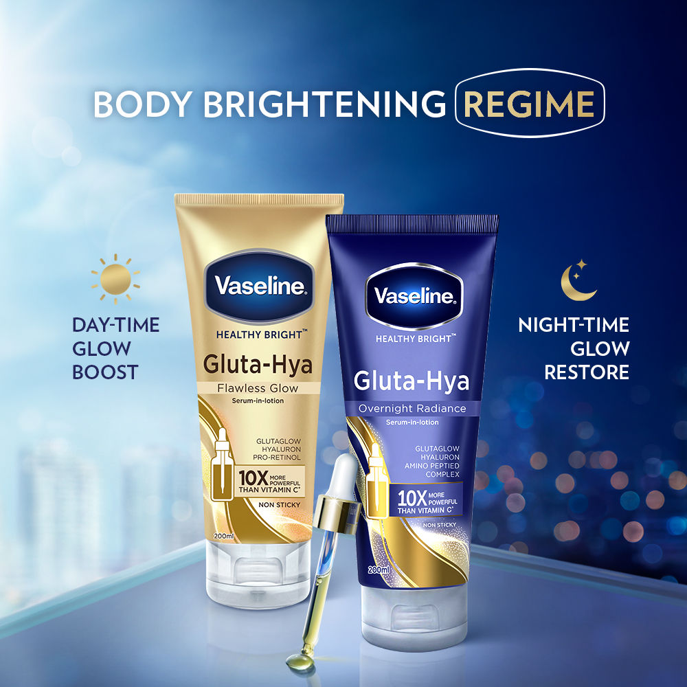 Vaseline Gluta-Hya Overnight Radiance, Serum-In-Lotion, With Amino Peptide And GlutaGlow, 200ml Buy at Indicrest Image 7