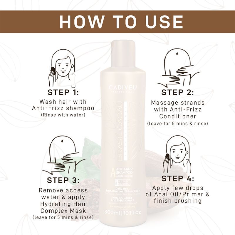 Cadiveu Brasil Cacau Anti Frizz Shampoo For Dry & Frizzy Hair (300ml) - Image 4 - Buy from Indicrest