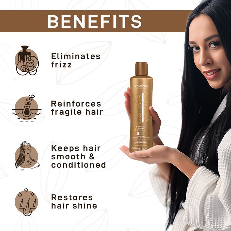 Cadiveu Brasil Cacau Anti Frizz Shampoo For Dry & Frizzy Hair (300ml) - Image 5 - Buy from Indicrest