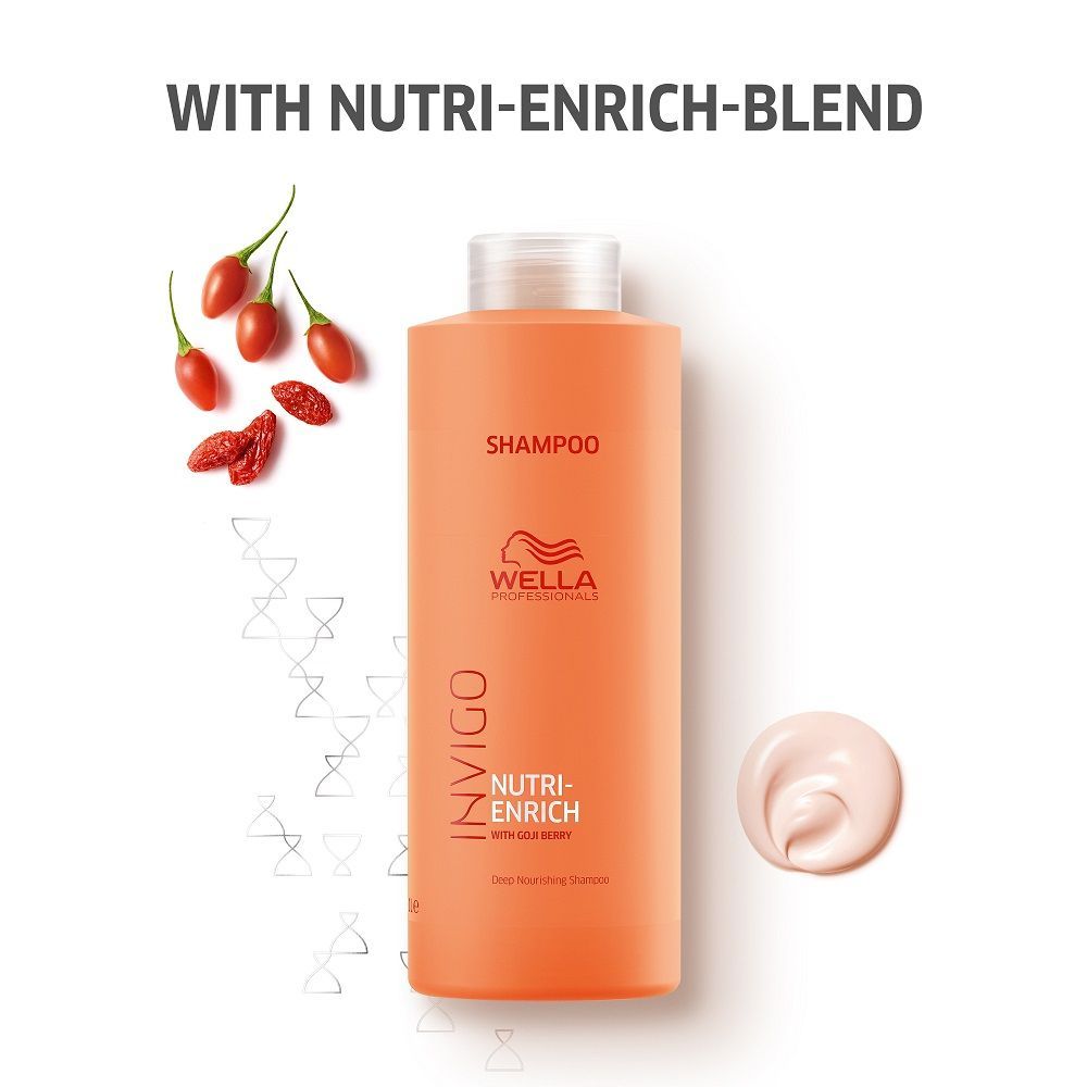 Wella Professionals Invigo Nutri Enrich Shampoo For Dry, Frizzy & Damaged Hair With Goji Berry, 1000ml Buy at Indicrest Image 2