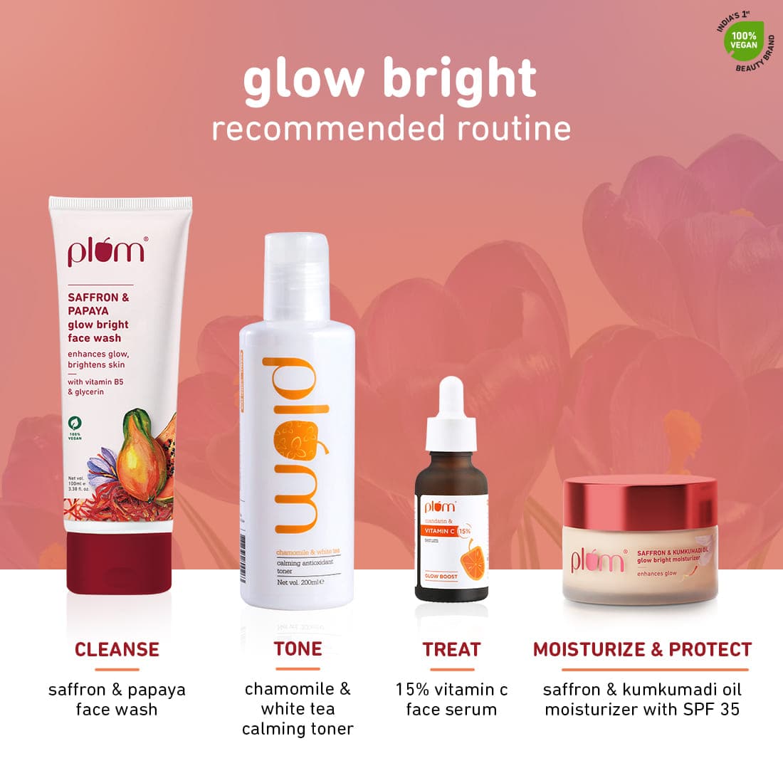 Plum Saffron & Kumkumadi Oil Glow Bright Moisturizer with SPF 35 | Enhances Glow | Brightens Skin, 50g