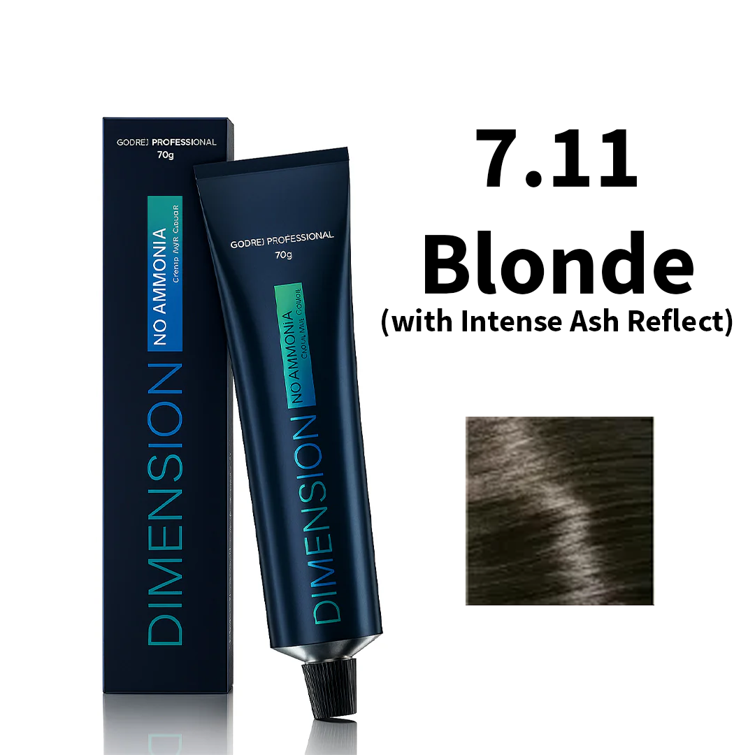 Godrej Professional Dimension No Ammonia Cream Hair Colour Ash Reflects 7.11 - Blonde (with Intense Ash Reflect) 70g
