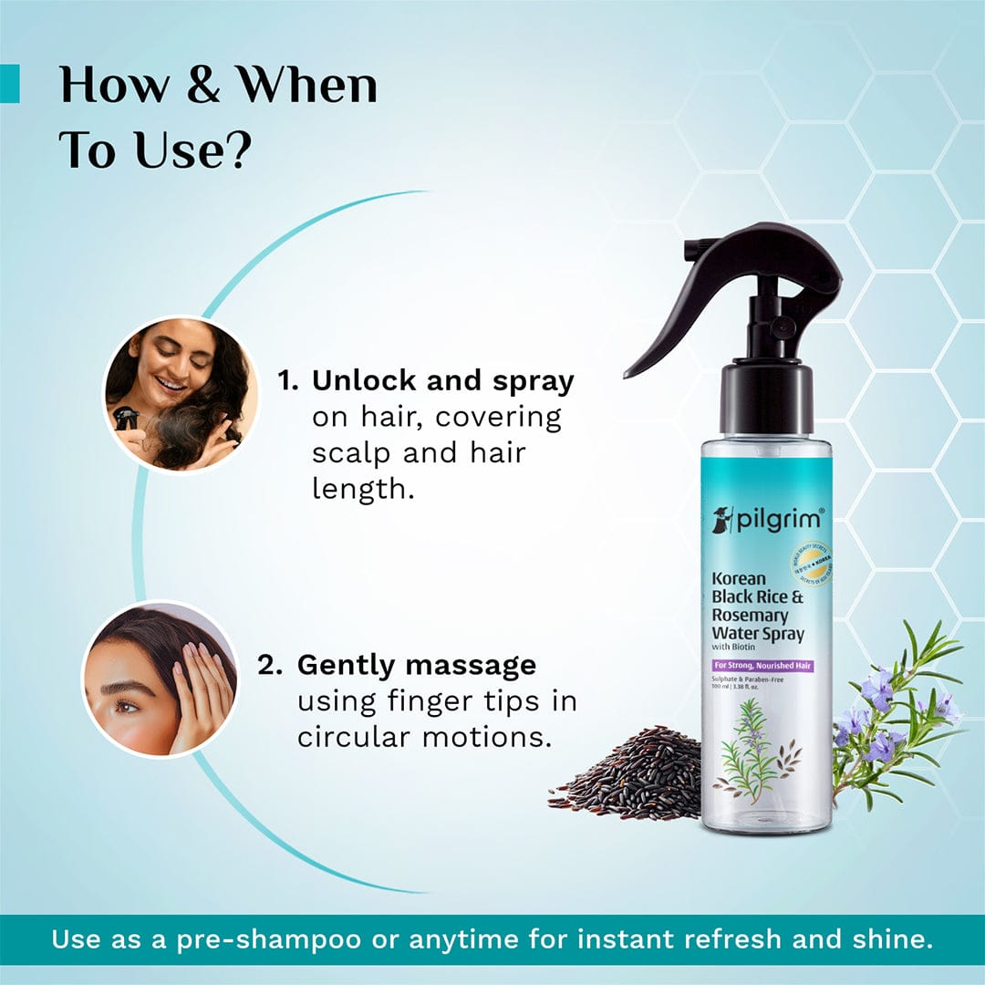 Pilgrim Korean Black Rice and Rosemary Water Spray With Biotin, 100ml - Image 6 - Buy from Indicrest