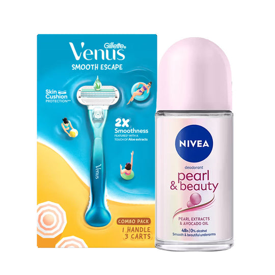 Nivea Pearl Deodorant Roll On + Gillette Venus Razor with Aloe Extract Underarm Care Kit, 2 pieces Buy at Indicrest