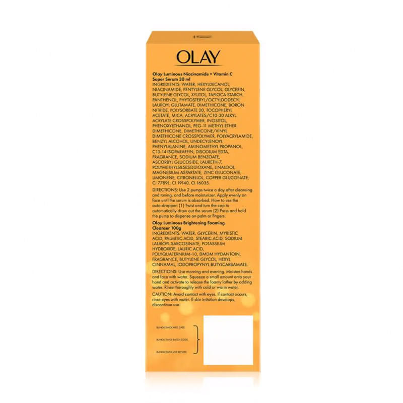 Olay Hydration Boost Kit With Niacimide + Vitamin-C Super Serum, 30ml & Cleanser For Intense Hydration & Dewy Glow, 100g Combo Buy at Indicrest Image 10