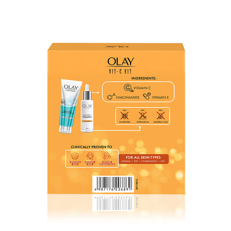 Olay Hydration Boost Kit With Niacimide + Vitamin-C Super Serum, 30ml & Cleanser For Intense Hydration & Dewy Glow, 100g Combo Buy at Indicrest Image 11