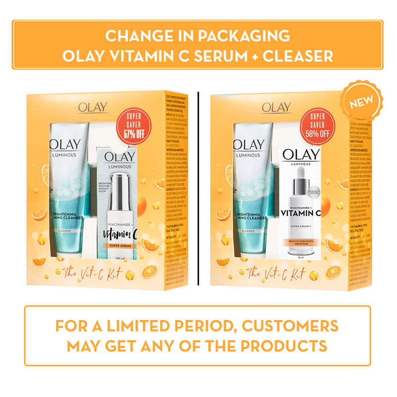 Olay Hydration Boost Kit With Niacimide + Vitamin-C Super Serum, 30ml & Cleanser For Intense Hydration & Dewy Glow, 100g Combo Buy at Indicrest Image 3