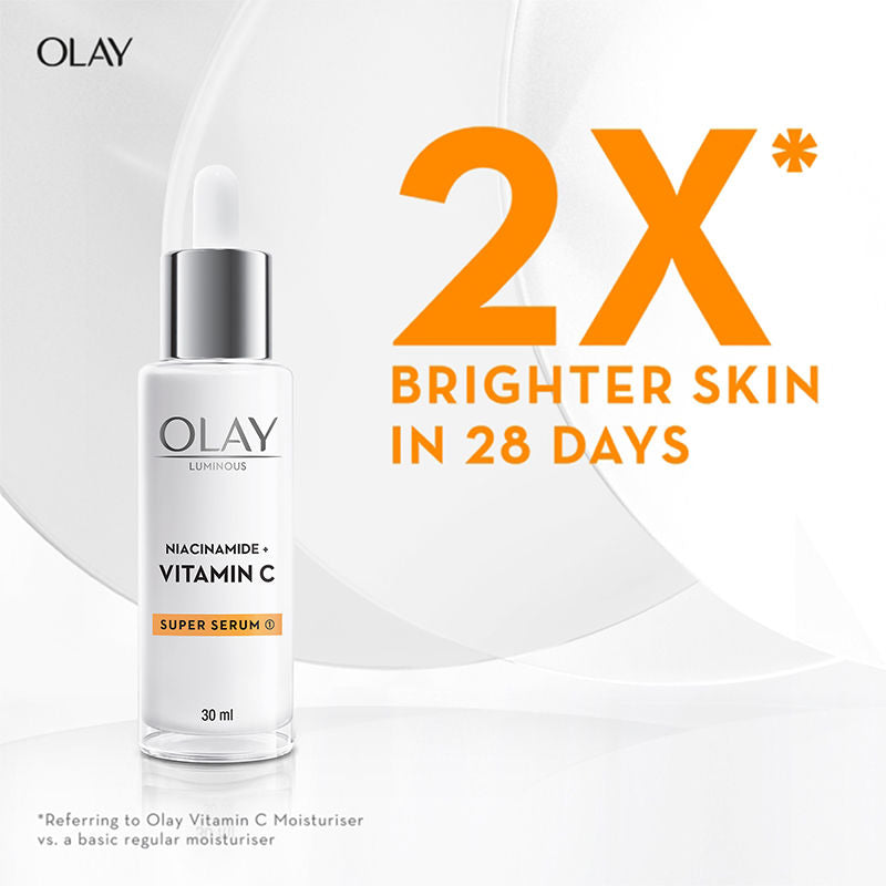 Olay Hydration Boost Kit With Niacimide + Vitamin-C Super Serum, 30ml & Cleanser For Intense Hydration & Dewy Glow, 100g Combo Buy at Indicrest Image 4
