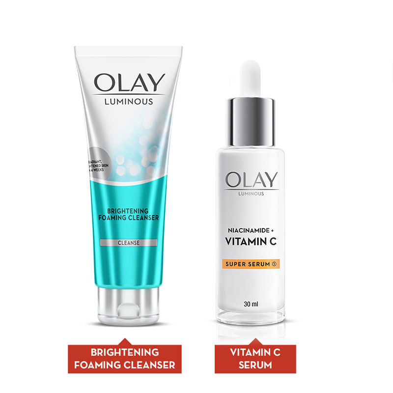Olay Hydration Boost Kit With Niacimide + Vitamin-C Super Serum, 30ml & Cleanser For Intense Hydration & Dewy Glow, 100g Combo Buy at Indicrest Image 8