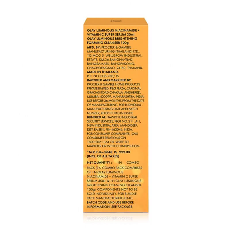 Olay Hydration Boost Kit With Niacimide + Vitamin-C Super Serum, 30ml & Cleanser For Intense Hydration & Dewy Glow, 100g Combo Buy at Indicrest Image 9