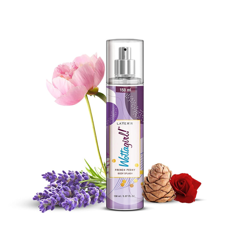 Wottagirl Wottagirl! French Peony 150ml Body Splash for Women | Elegant Floral Mist with Lavender & Peony | Long-Lasting, Refreshing & Skin-Friendly Fragrance  - Buy from Indicrest