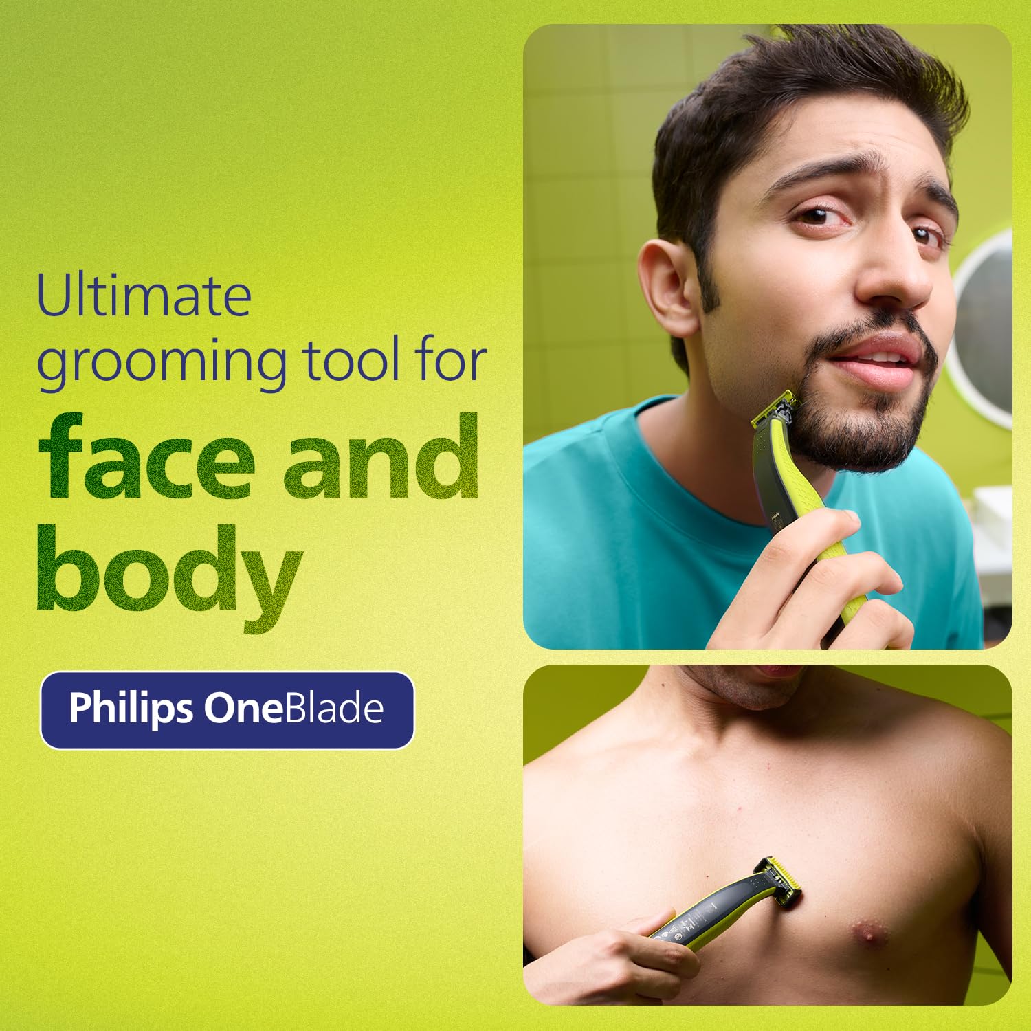 Philips OneBlade Turbo2X Face & Body Trim, Edge, Shave, Perfected for Skin Comfort, Dual Protech Tech, Suits All Skin Types, Wet & Dry Use, Electric Trimmer for Private Parts, QP 2824/10