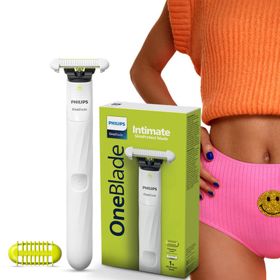 Philips OneBlade Intimate Trimmer & Electric Razor | Unmatched Skin Protection for Private Parts, Bikini, Underarm & Intimate Areas | No post shave irritation | For Women & Men | OneBlade Intimate QP1924/24