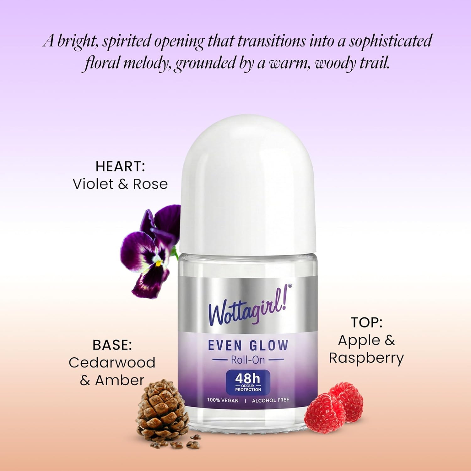 Wottagirl Wottagirl Underarm Roll On Combo (25ml X 2) - Even Glow & Vanilla Twist | 48H Odour Protection | Alcohol-Free | Vegan Deodorant for Women - Image 2 - Buy from Indicrest