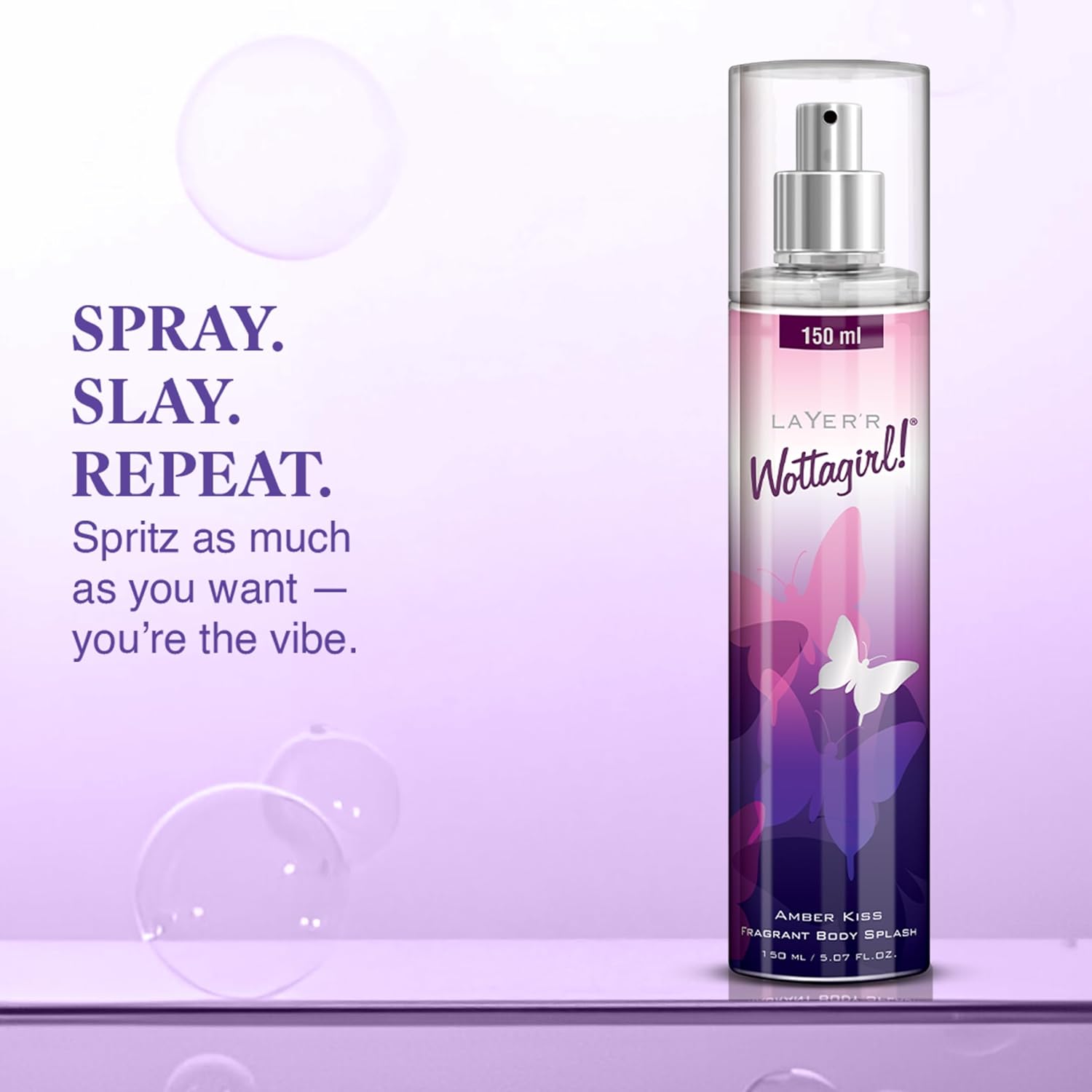 Wottagirl Wottagirl! Amber Kiss Body Splash 150ml | Playful & Fresh Floral Mist with Aquatic and Amber Notes | Long-Lasting, Skin-Friendly & Cruelty-Free Fragrance  - Image 5 - Buy from Indicrest