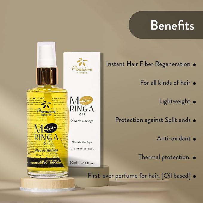 Floractive Profissional Moringa Oil 60ml | Nourishing Lightweight Hair Oil