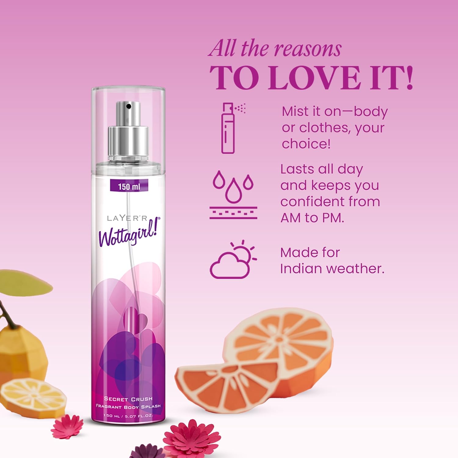 Wottagirl Layer'r Wottagirl Secret Crush Body Splash Spray 150ml - Image 4 - Buy from Indicrest