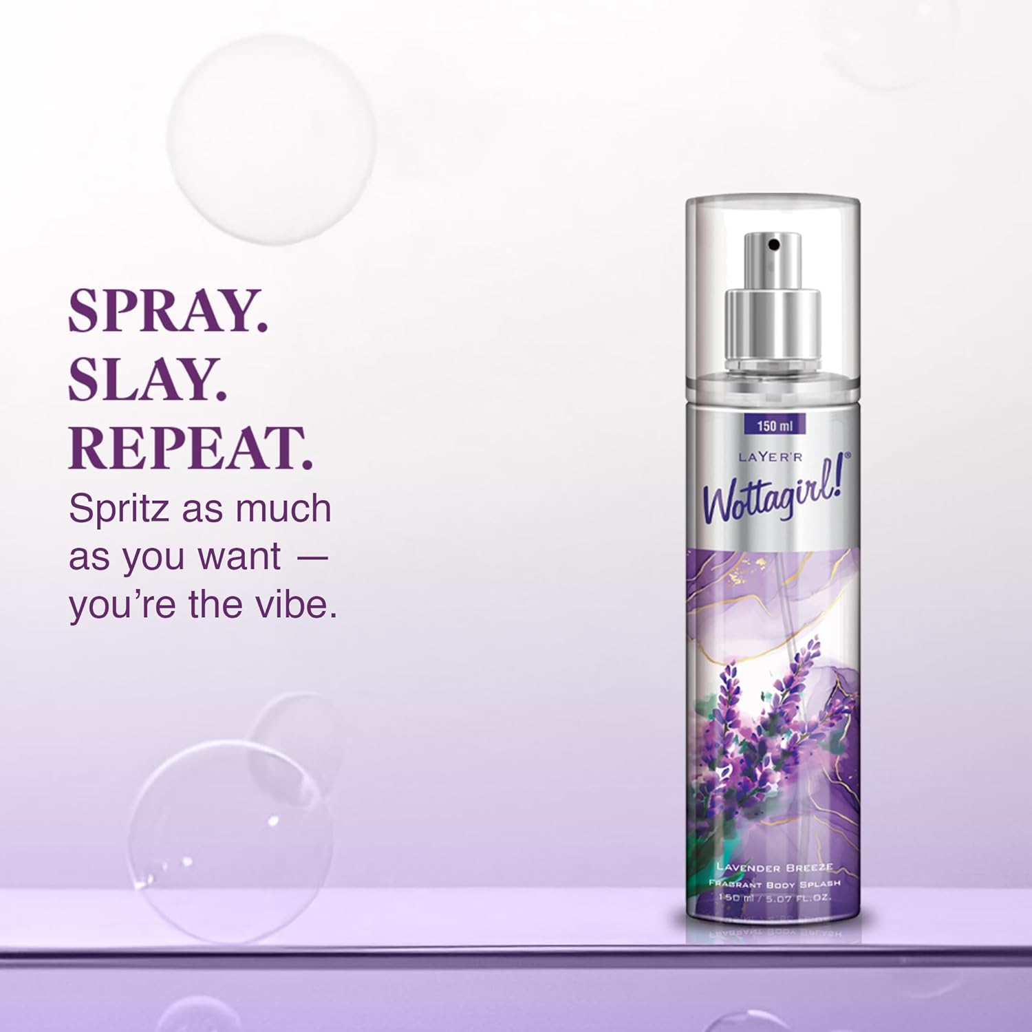 Wottagirl Wottagirl! Lavender Breeze Body Splash, 150ml | Long-Lasting Floral Fragrance for Women | Dreamy Lavender Notes | Soothing Scent, Skin-Friendly  - Image 4 - Buy from Indicrest