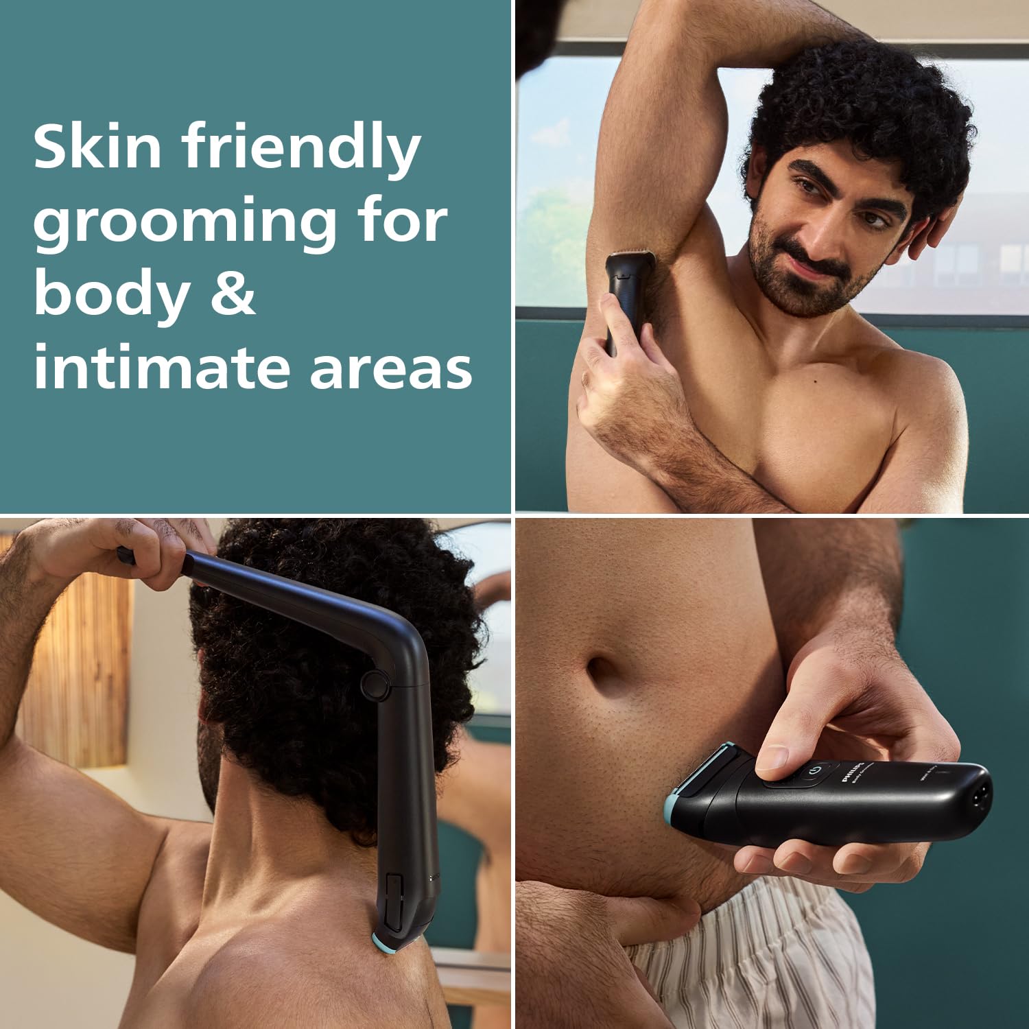 Philips Body Trimmer for Men Private Parts, Removes Back Hair, Skin Safe Grooming, Clinically Tested for Sensitive Skin, 100 Min Runtime, Showerproof, 5 Year Warranty, BG5475/15