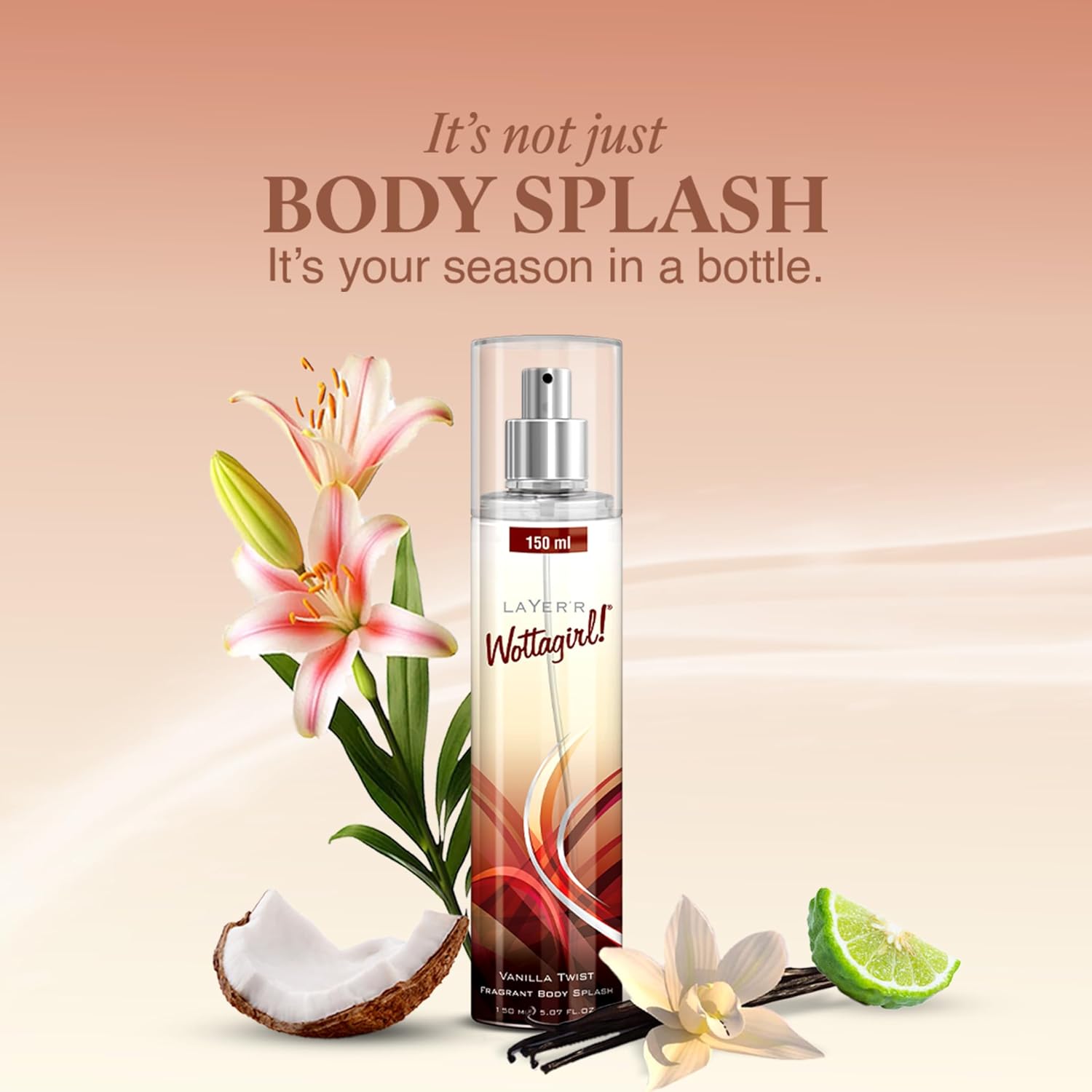 Wottagirl Layer'r Wottagirl Vanilla Twist Body Splash for Women 150ml - Image 4 - Buy from Indicrest