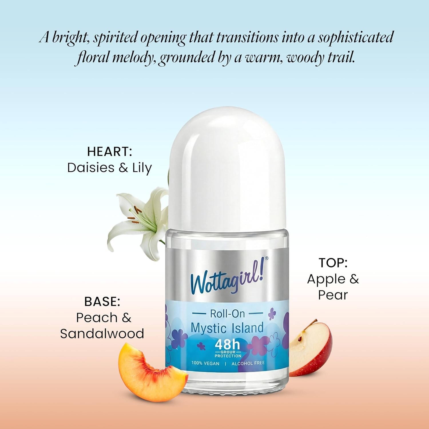 Wottagirl Wottagirl Underarm Roll On Combo (25ml X 2) - Mystic Island & Vanilla Twist | 48H Odour Protection | Alcohol-Free | Vegan Deodorant for Women - Image 3 - Buy from Indicrest