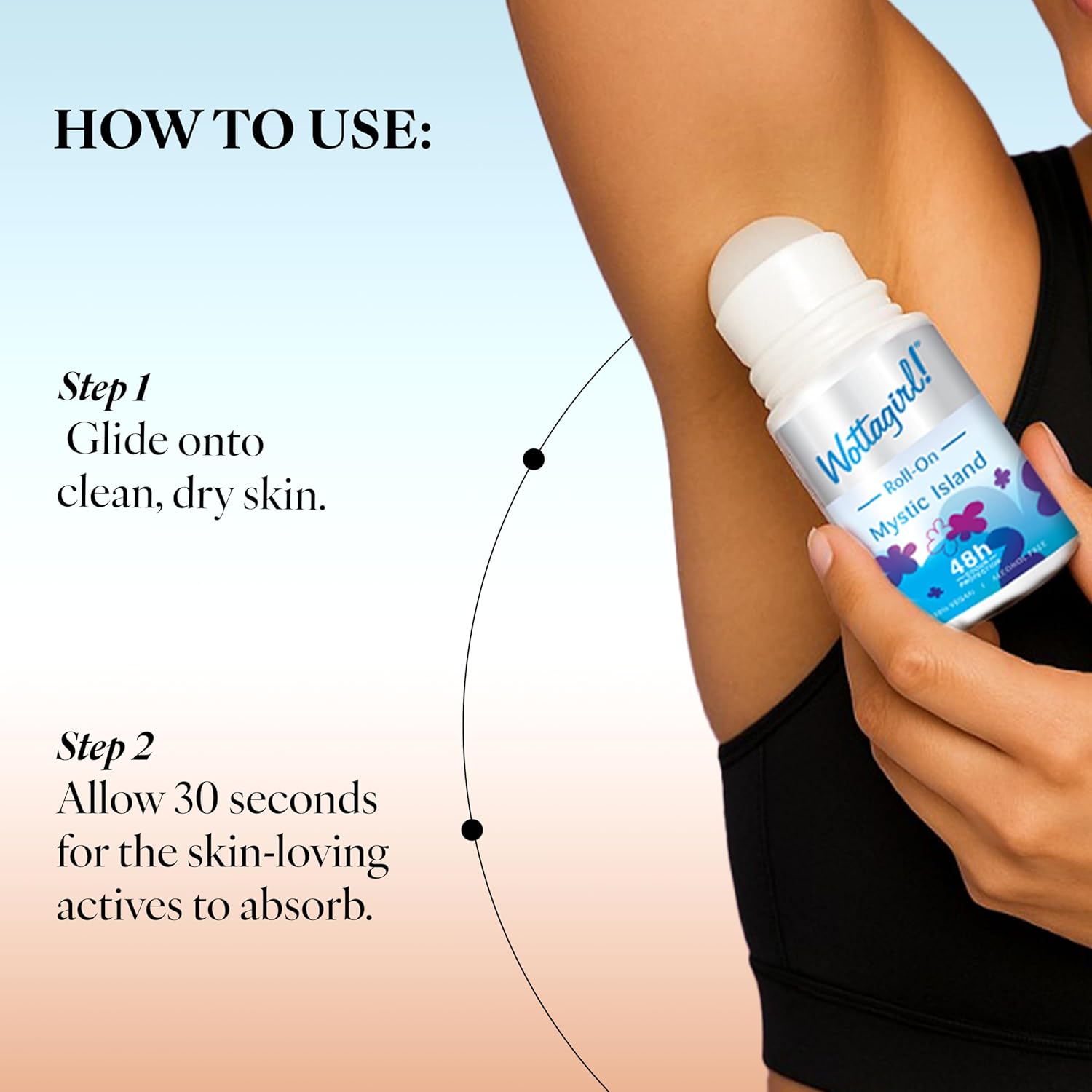 Wottagirl Wottagirl Underarm Roll On Combo (25ml X 2) - Mystic Island & Vanilla Twist | 48H Odour Protection | Alcohol-Free | Vegan Deodorant for Women - Image 5 - Buy from Indicrest