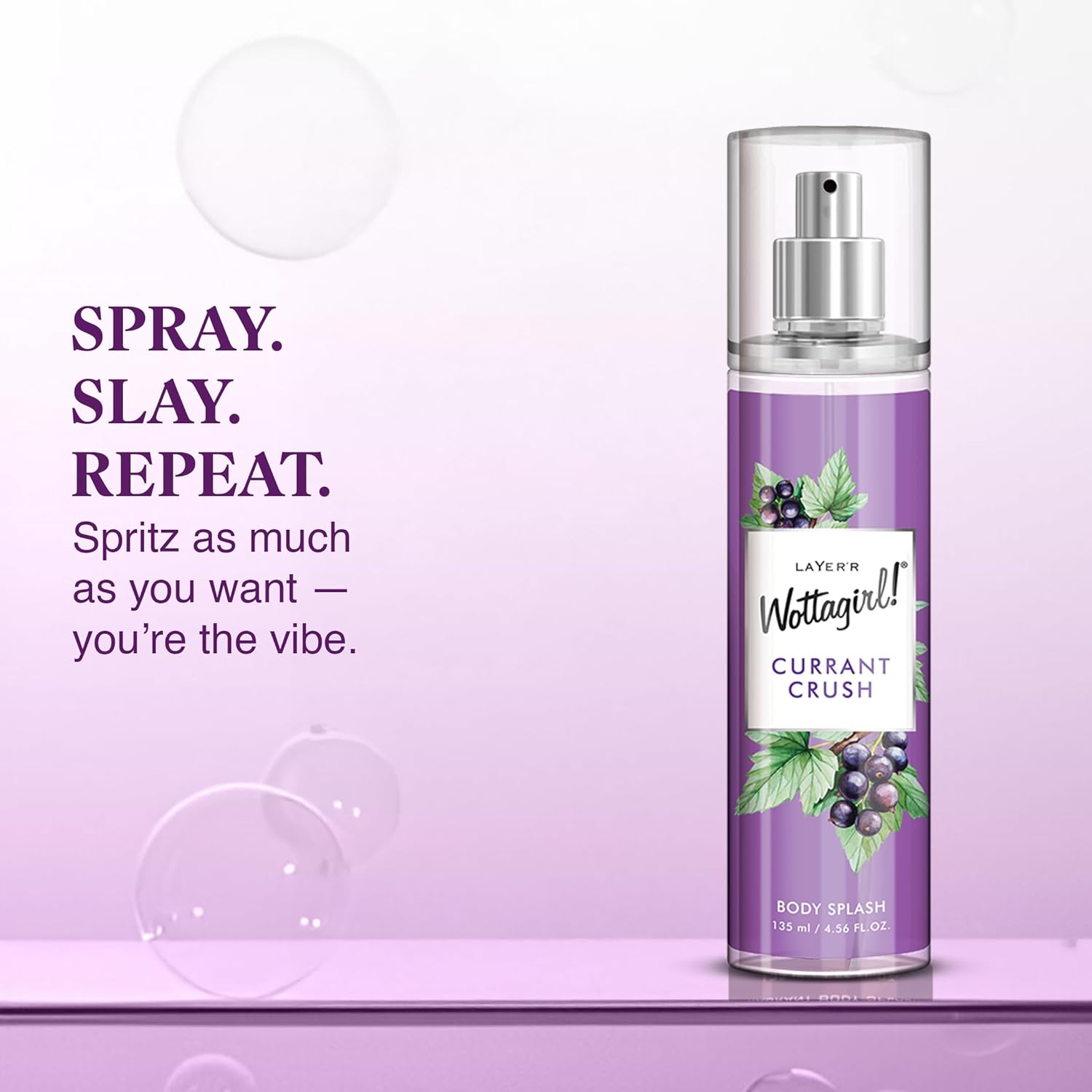 Wottagirl Wottagirl! Currant Crush Body Splash, 135ml | Long-Lasting Fresh & Fruity Floral Body Mist for Women | Strawberry, Blackcurrant & Rose Notes  - Image 5 - Buy from Indicrest