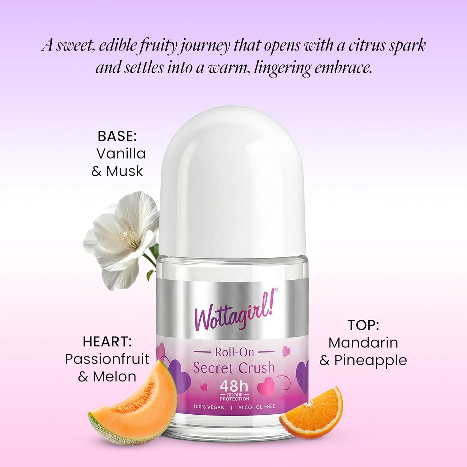Wottagirl Wottagirl Underarm Roll On Combo (25ml X 2) - Even Glow Brightening & Secret Crush | 48H Odour Protection | Alcohol-Free | Vegan Deodorant for Women - Image 2 - Buy from Indicrest