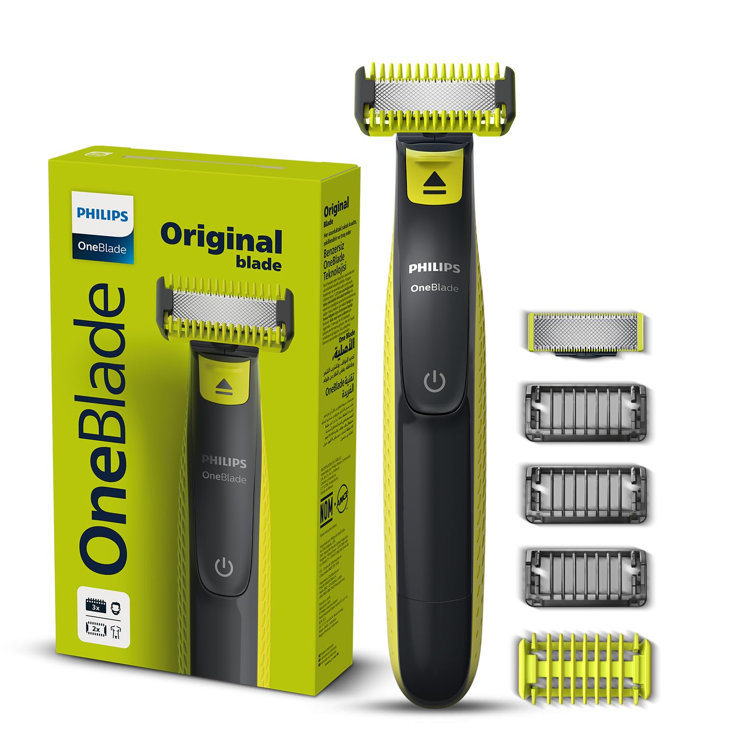 Philips OneBlade Turbo2X Face & Body Trim, Edge, Shave, Perfected for Skin Comfort, Dual Protech Tech, Suits All Skin Types, Wet & Dry Use, Electric Trimmer for Private Parts, QP 2824/10