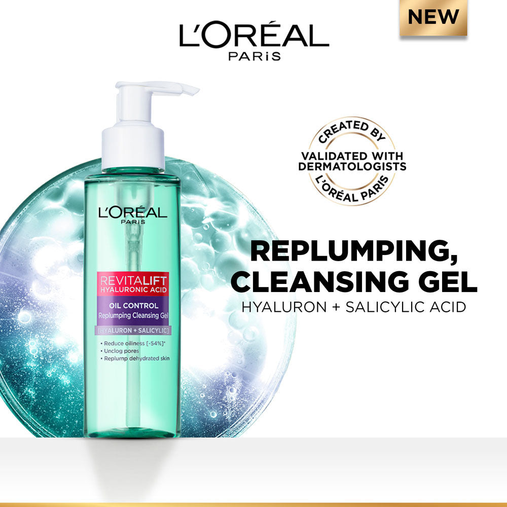 L'Oreal Paris Revitalift Hyaluronic Acid Oil Control Replumping Cleansing Gel, 120ml Buy at Indicrest