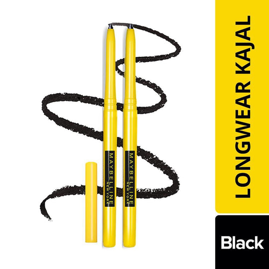 Maybelline New York Intense Colour Colossal Matte Finish Kajal Black Pack Of 2 Deep Black Combo, 0.35g Each Buy at Indicrest