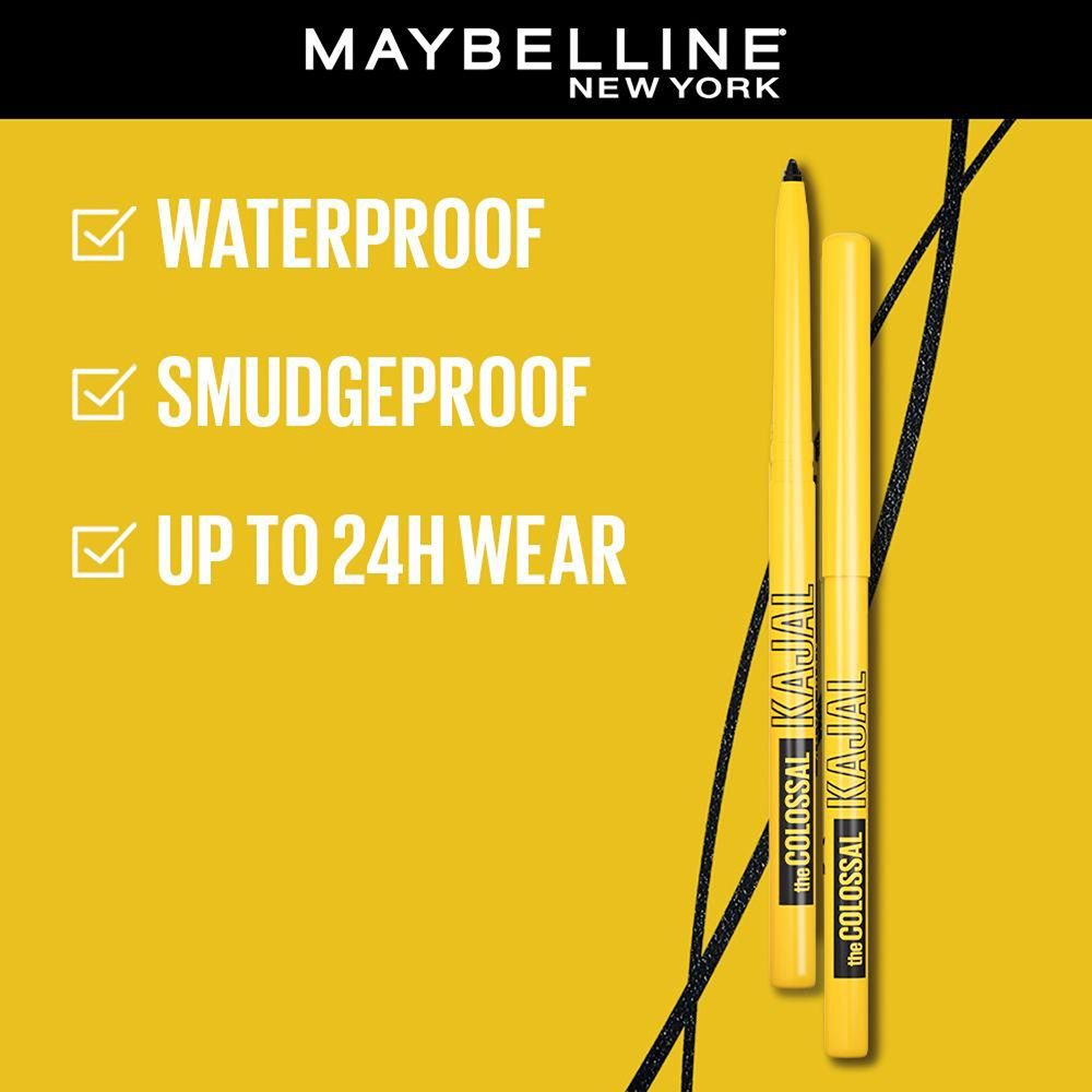 Maybelline New York Intense Colour Colossal Matte Finish Kajal Black Pack Of 2 Deep Black Combo, 0.35g Each Buy at Indicrest Image 4