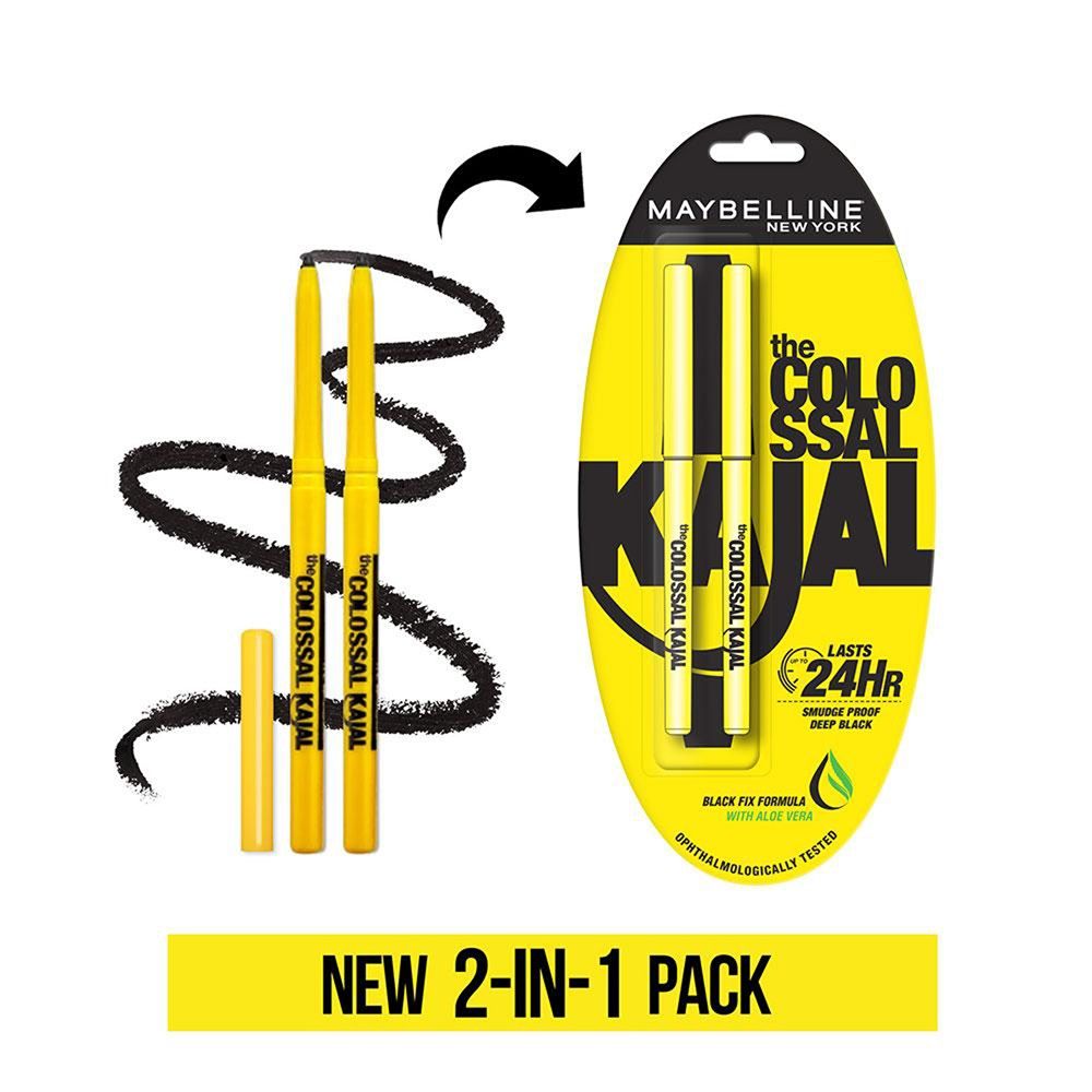 Maybelline New York Intense Colour Colossal Matte Finish Kajal Black Pack Of 2 Deep Black Combo, 0.35g Each Buy at Indicrest Image 5