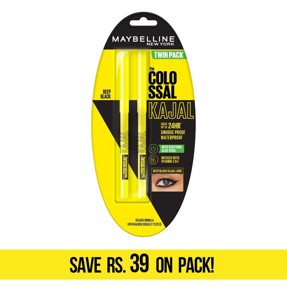Maybelline New York Intense Colour Colossal Matte Finish Kajal Black Pack Of 2 Deep Black Combo, 0.35g Each Buy at Indicrest Image 8