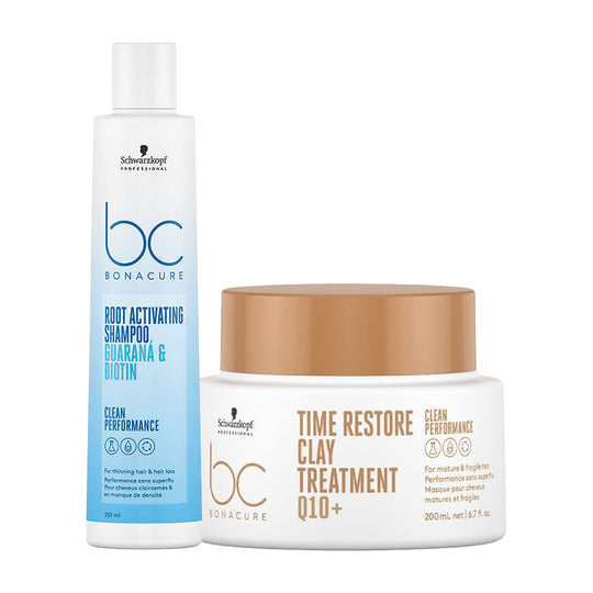 Schwarzkopf Professional Bonacure Time Restore Treatment, 200ml & Scalp Genesis Root Activating Shampoo, 250ml Combo Buy at Indicrest