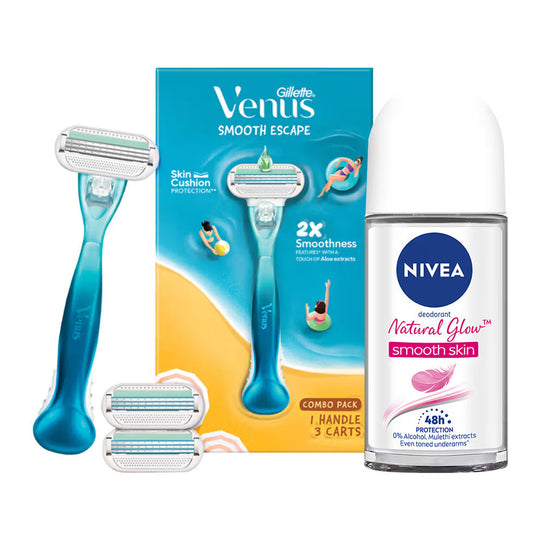Nivea Whitening Roll On + Gillette Venus Razor with Aloe Extract - Underarm Care Kit Buy at Indicrest