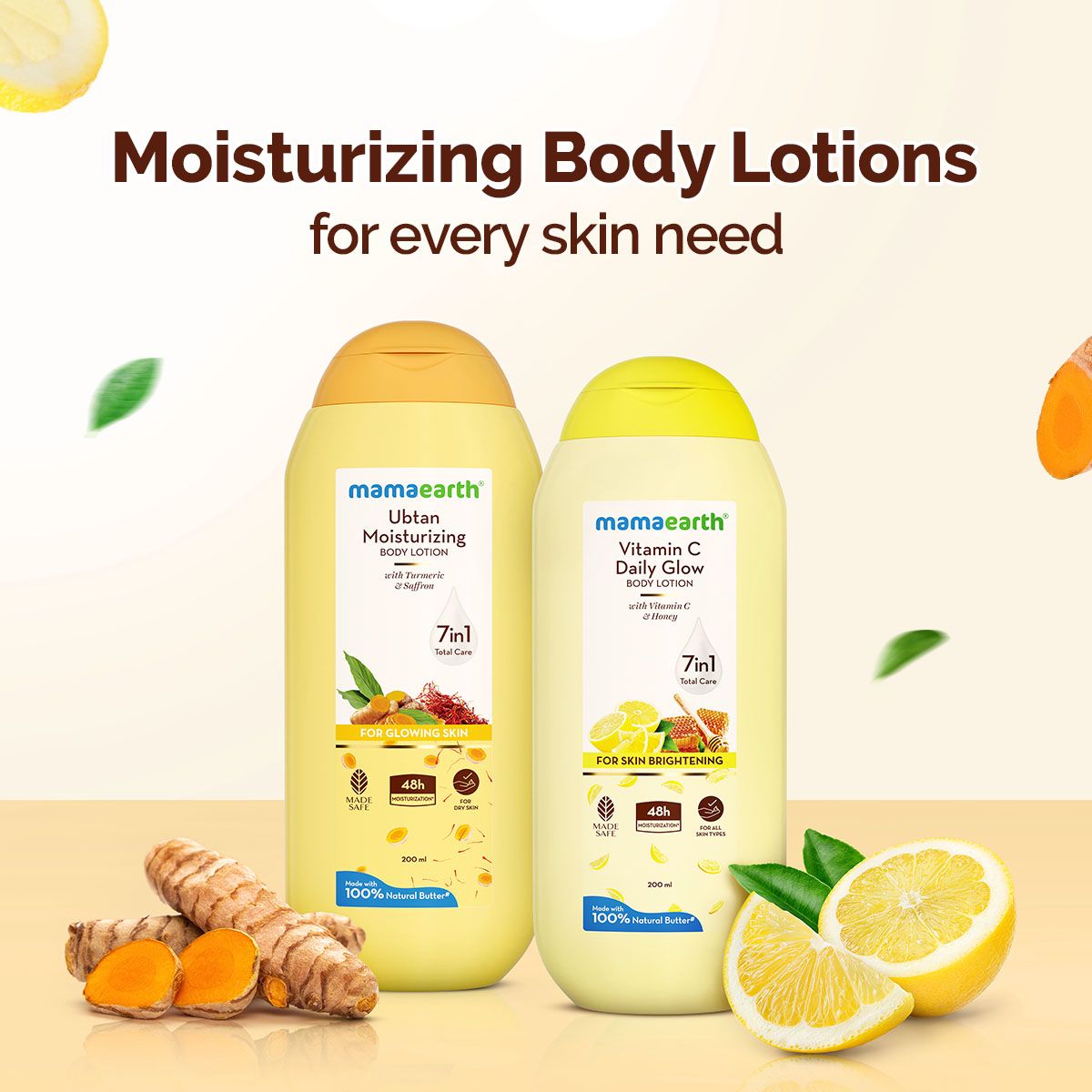 Mamaearth Ubtan Moisturizing Body Lotion with Turmeric & Saffron for Glowing Skin, 200ml - Image 9 - Buy from Indicrest