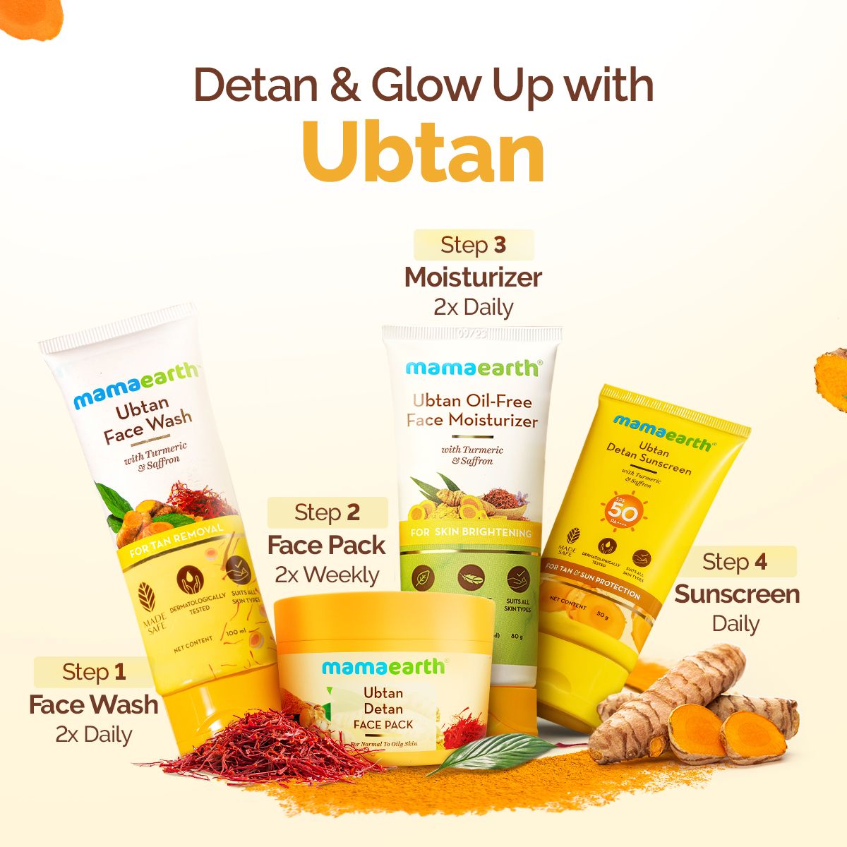 Mamaearth Ubtan Detan Face Pack with Turmeric & Saffron for Normal to Oily Skin, 200g - Image 7 - Buy from Indicrest