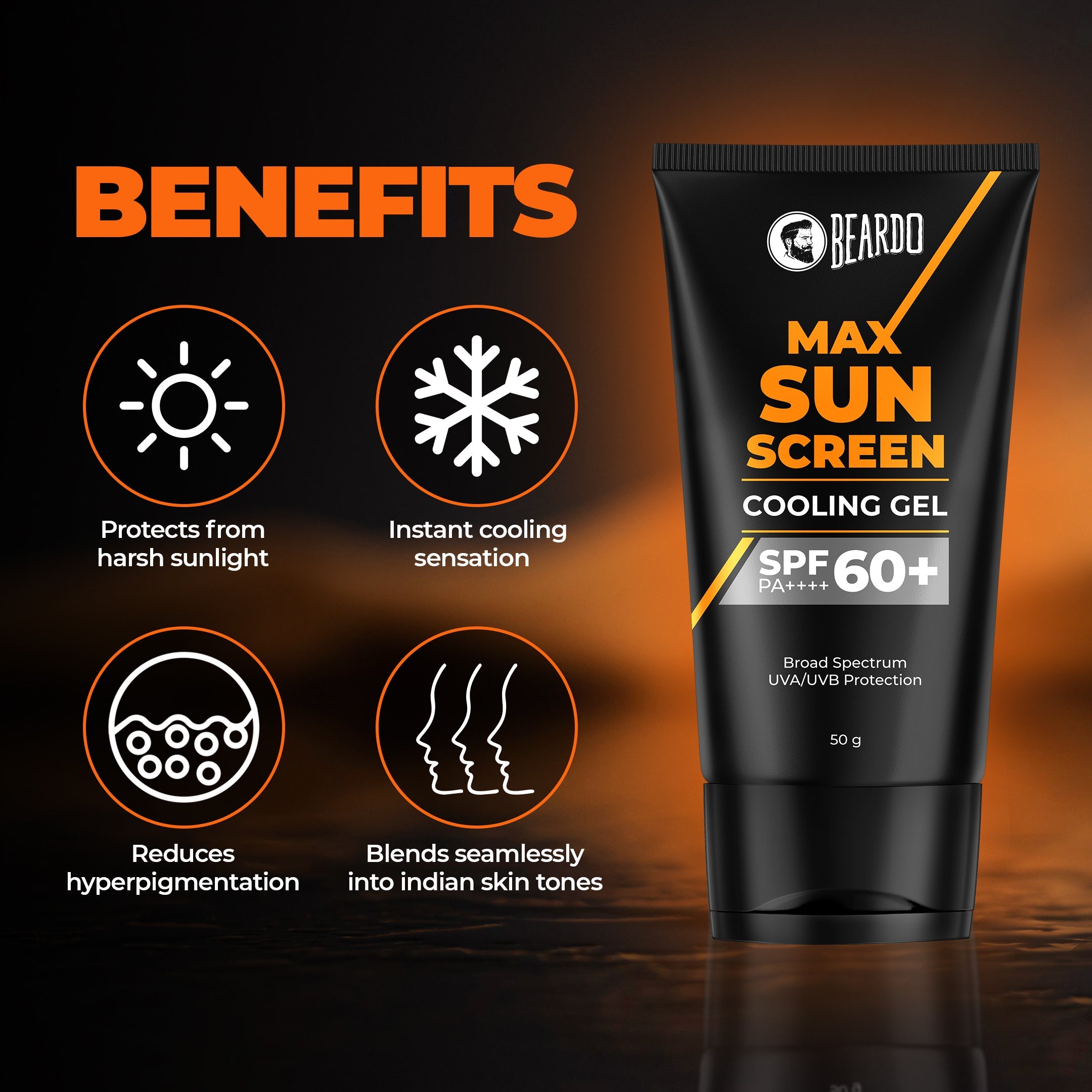 Beardo Max Sunscreen Cooling Gel SPF 60+ PA++++, 50g - Image 7 - Buy from Indicrest