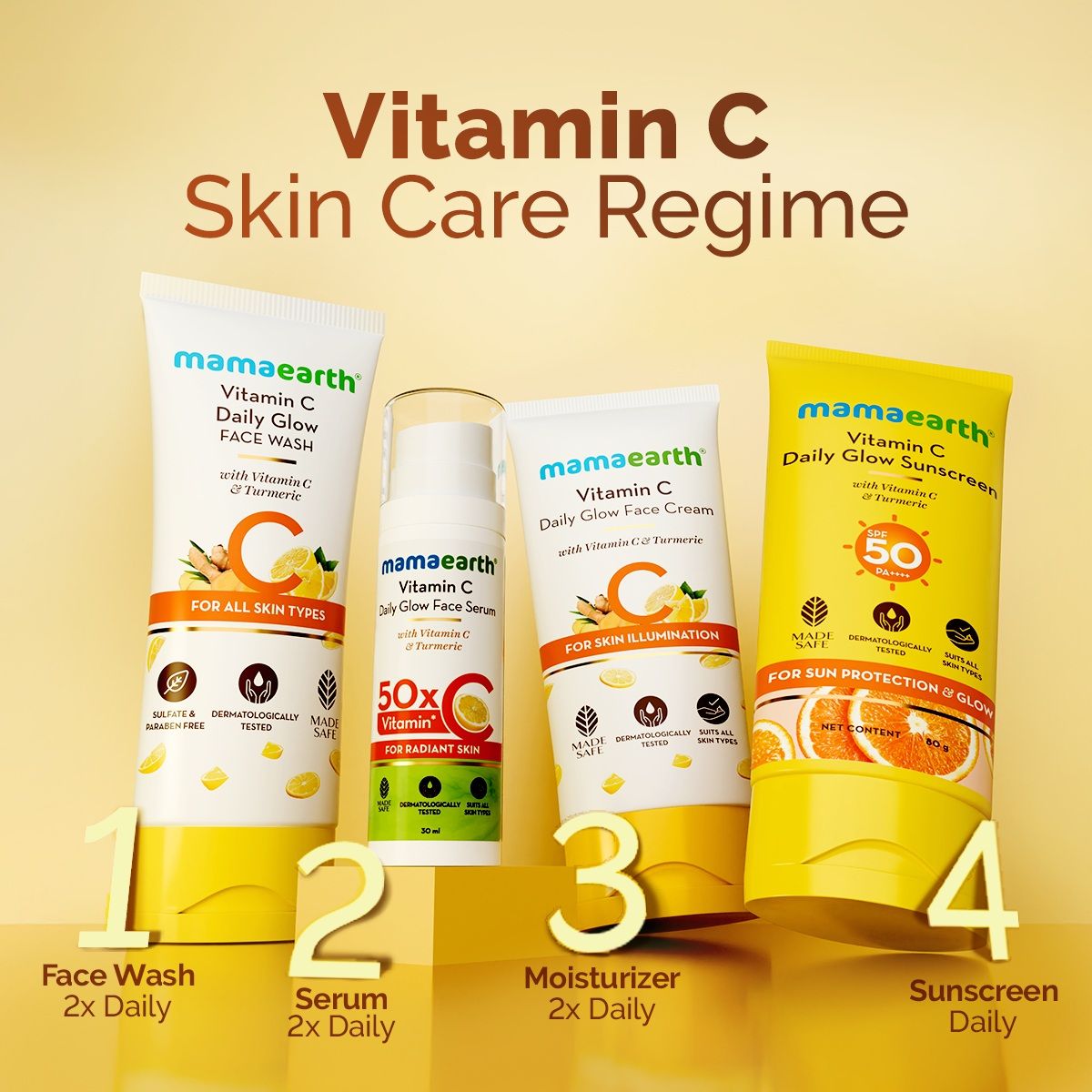 Mamaearth Vitamin C Daily Glow Sunscreen SPF 50 PA++++, 50g, Pack of 3 - Image 8 - Buy from Indicrest