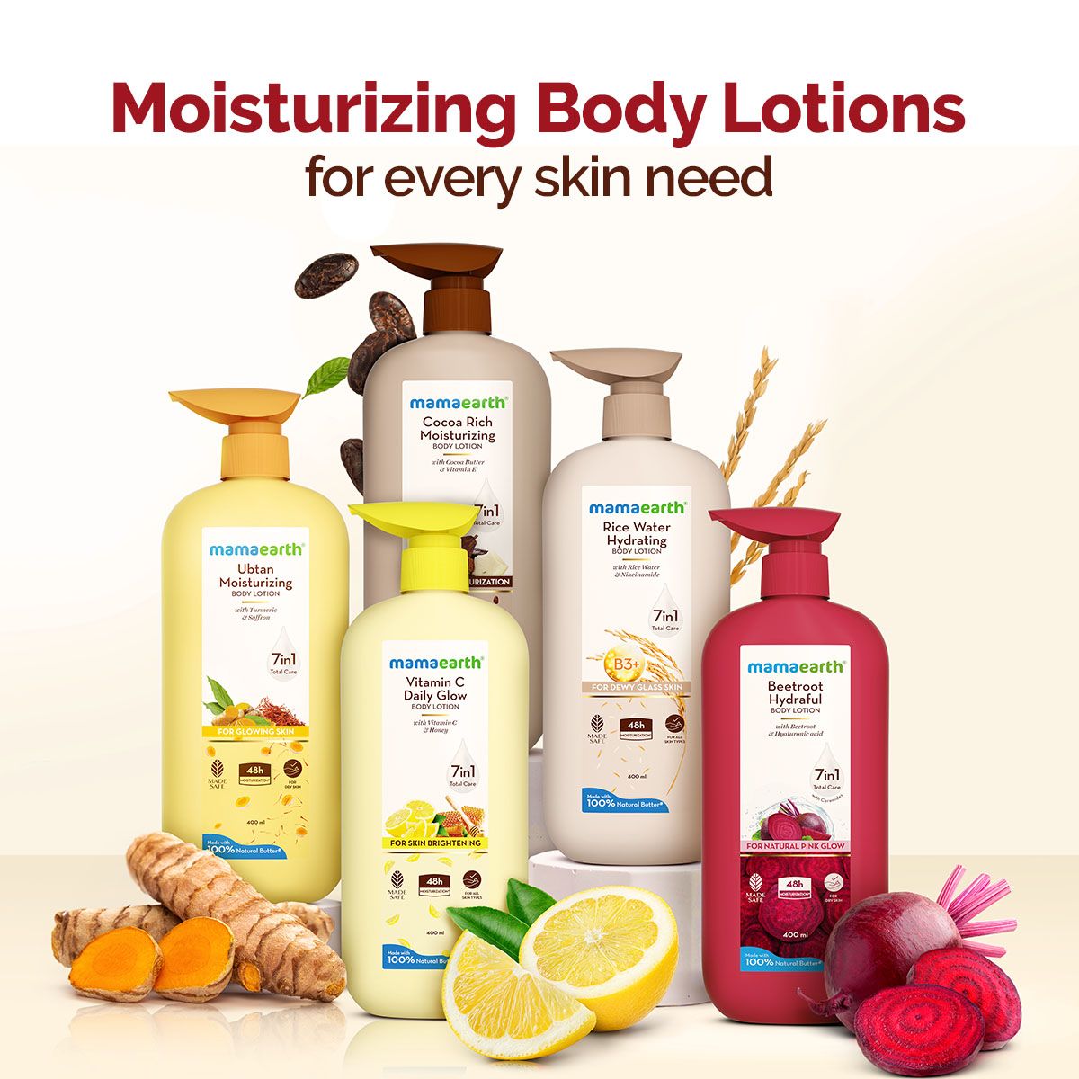 Mamaearth Beetroot Hydraful Body Lotion with Beetroot & Hyaluronic Acid & for Natural Pink Glow, 400ml - Image 3 - Buy from Indicrest