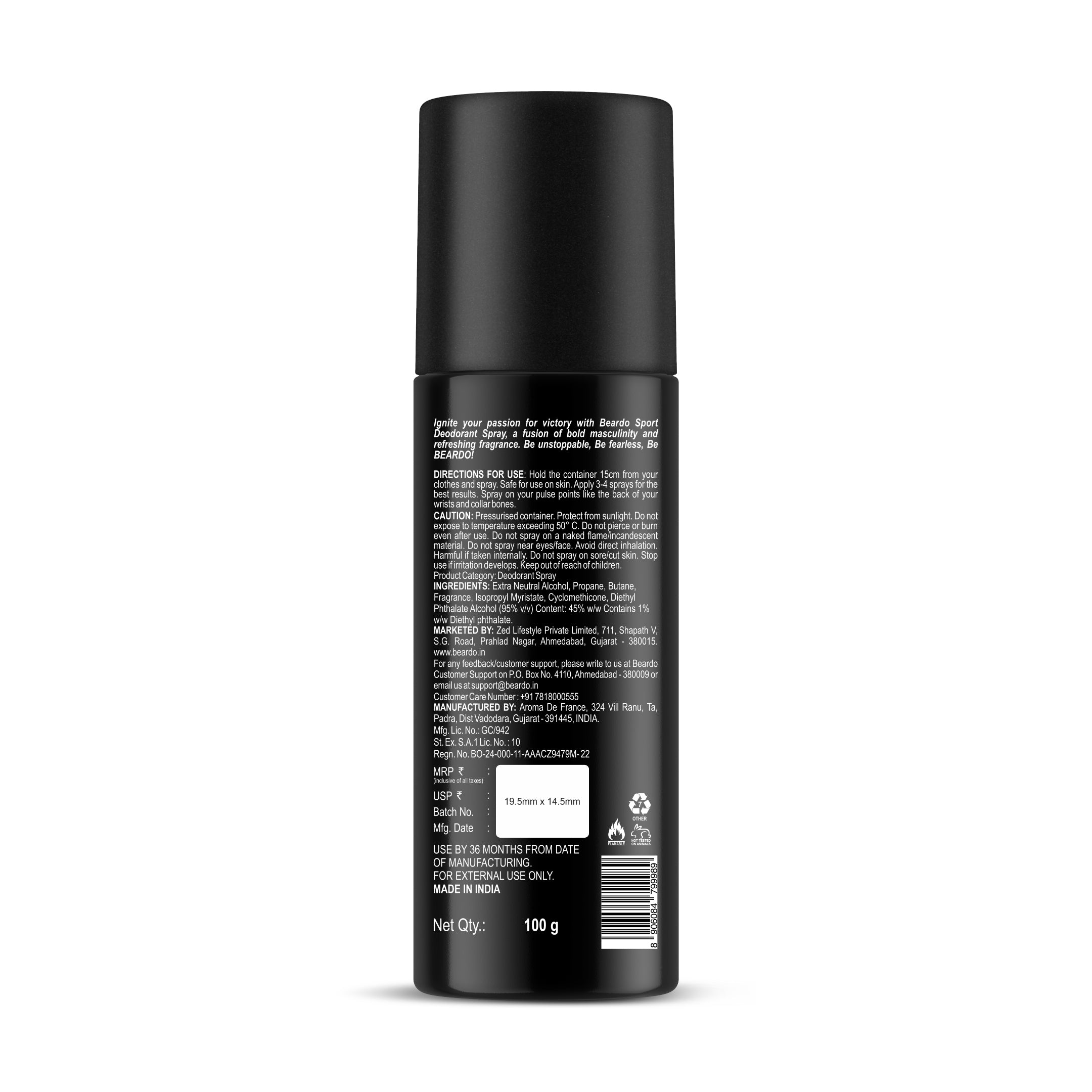 Beardo Sport Energy Deodorant Spray 150ml - Image 7 - Buy from Indicrest